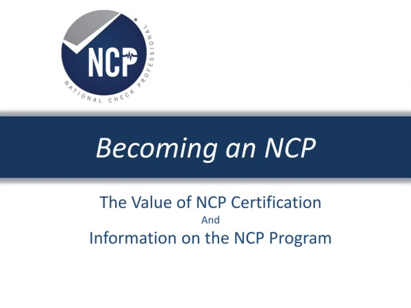 Becoming an NCP