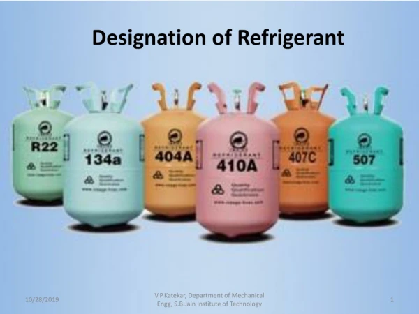 Designation of Refrigerant