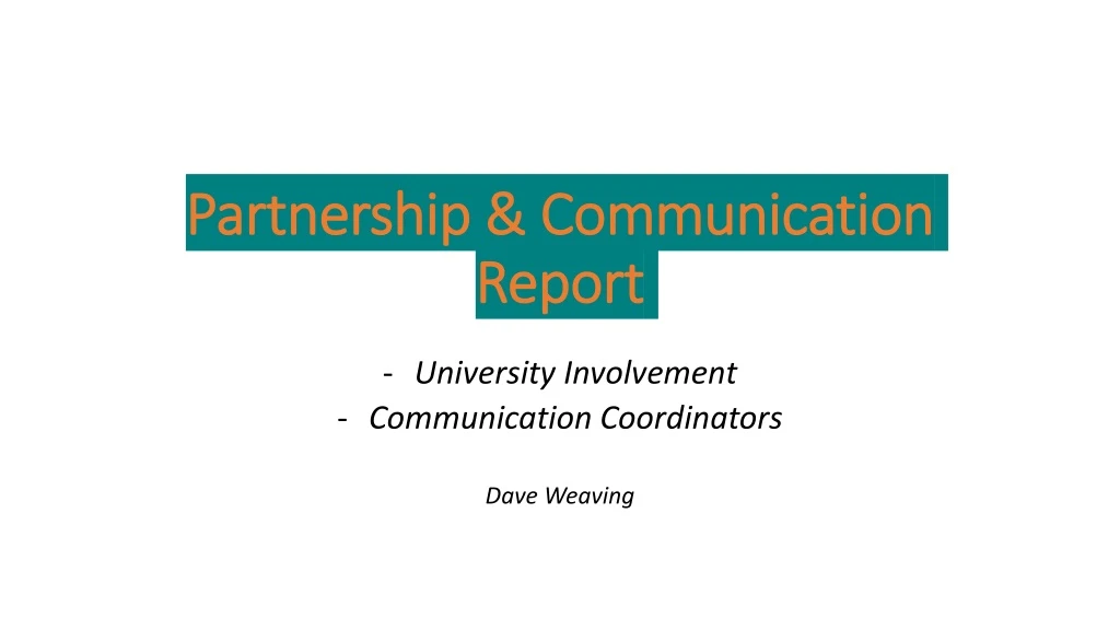 partnership communication report