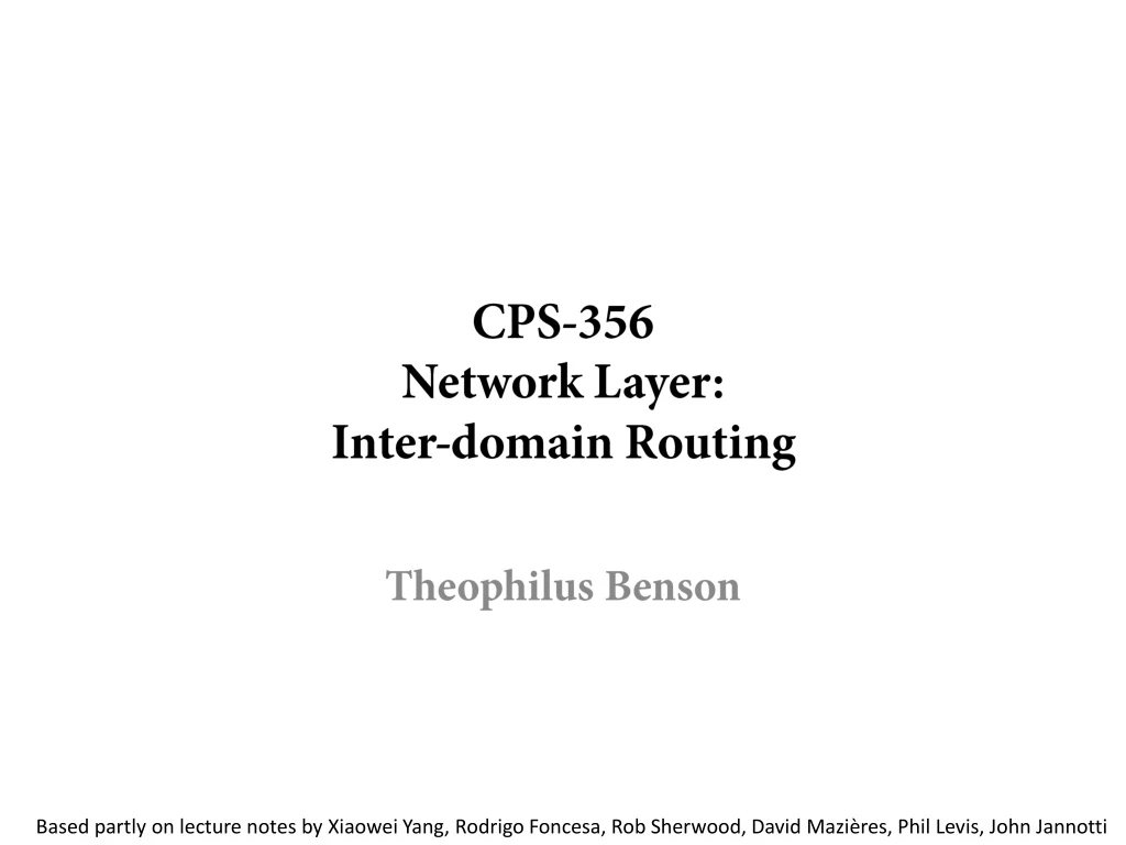 cps 356 network layer inter domain routing