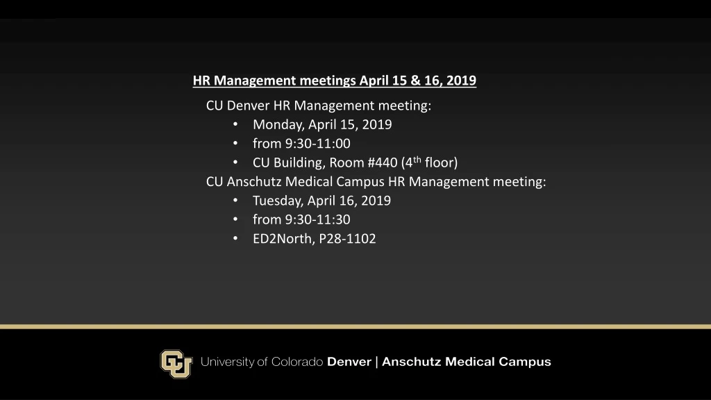 hr management meetings april 15 16 2019 cu denver