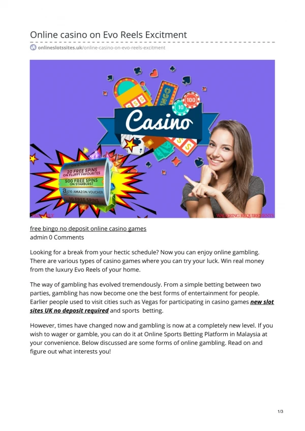 Online Casino On Evo Reels Excitement