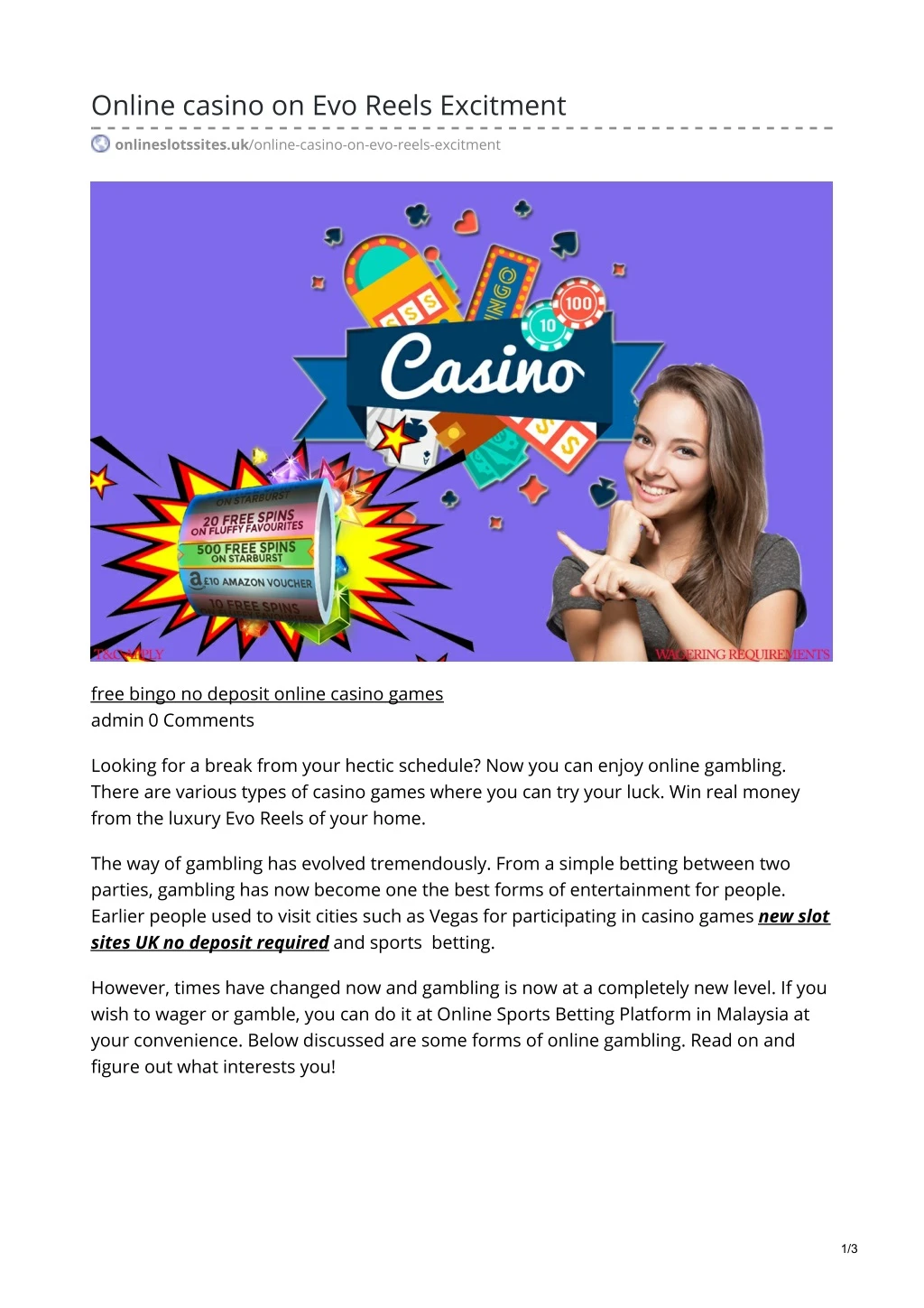 online casino on evo reels excitment
