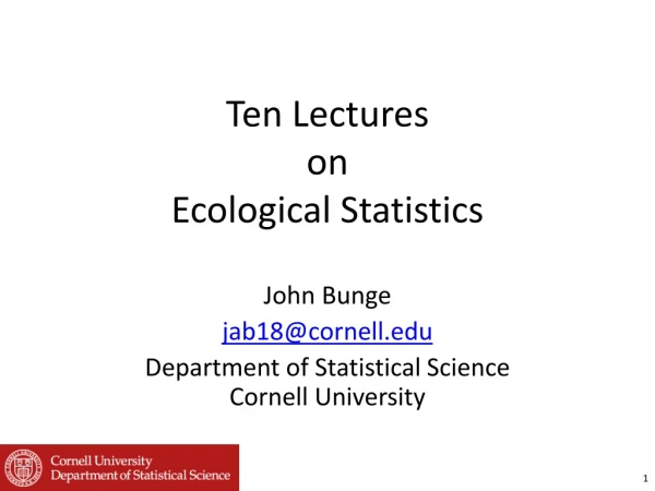 Ten Lectures on Ecological Statistics