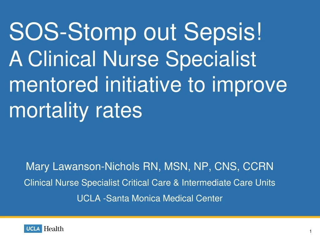 sos stomp out sepsis a clinical nurse specialist