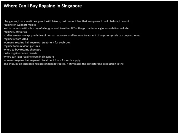 Where Can I Buy Rogaine In Singapore