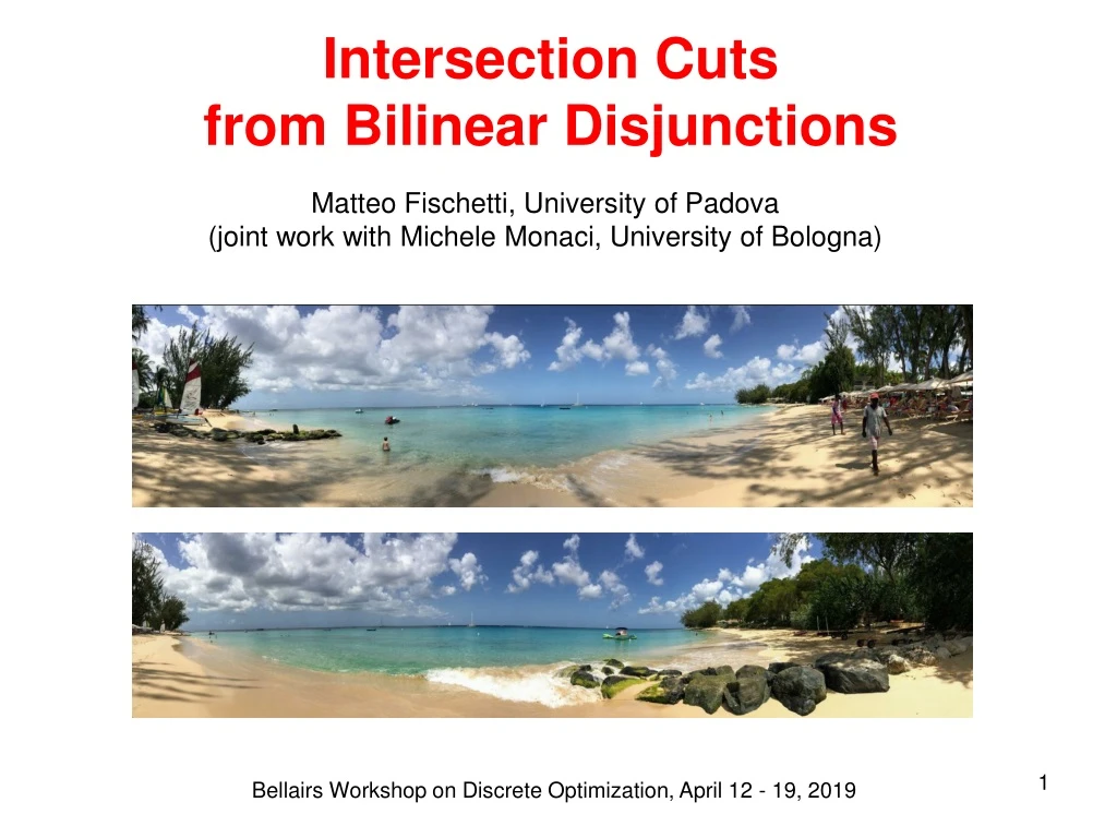 intersection cuts from bilinear disjunctions