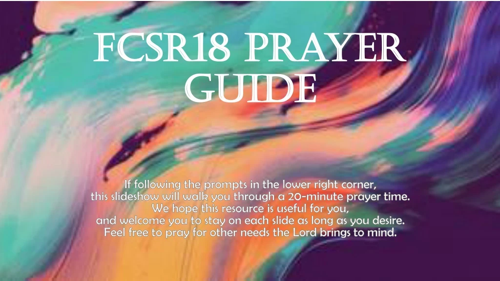 fcsr18 prayer guide