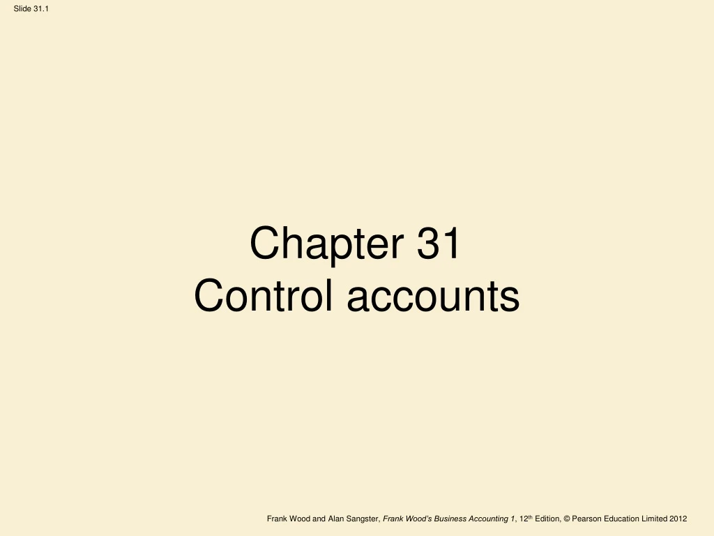 chapter 31 control accounts