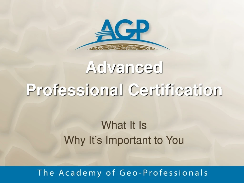 advanced professional certification what