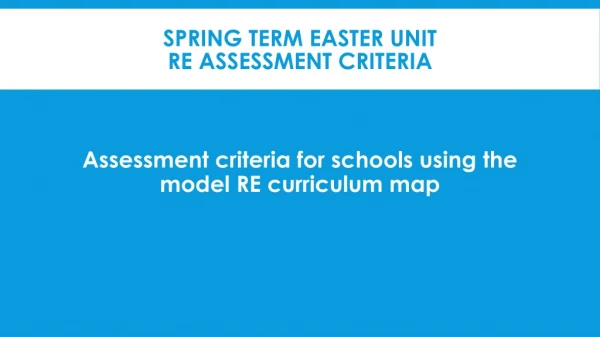 Spring term Easter UNIT RE assessment criteria