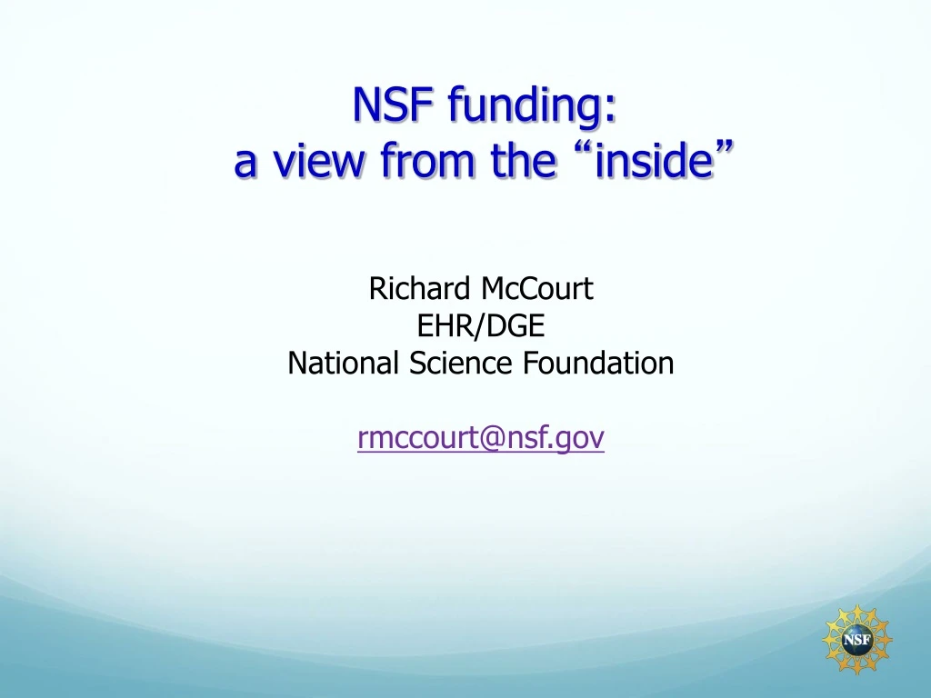 nsf funding a view from the inside