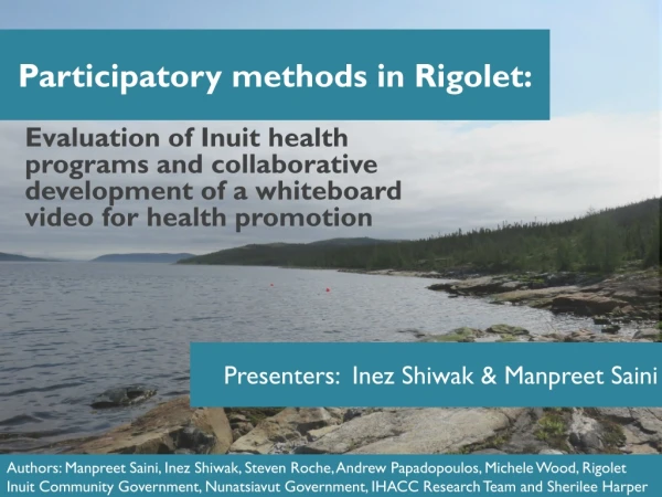 Participatory methods in Rigolet: