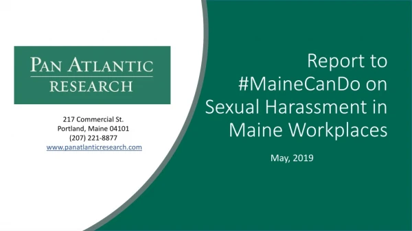 Report to #MaineCanDo on Sexual Harassment in Maine Workplaces