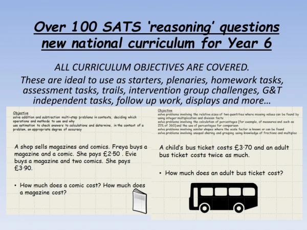 Over 100 SATS ‘ reasoning’ questions new national curriculum for Year 6