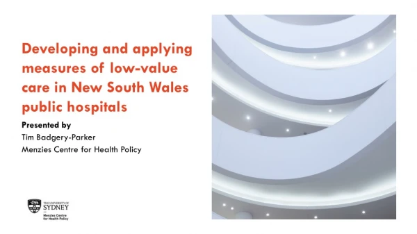 Developing and applying measures of low-value care in New South Wales public hospitals