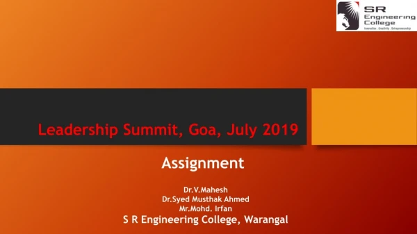 Leadership Summit, Goa, July 2019
