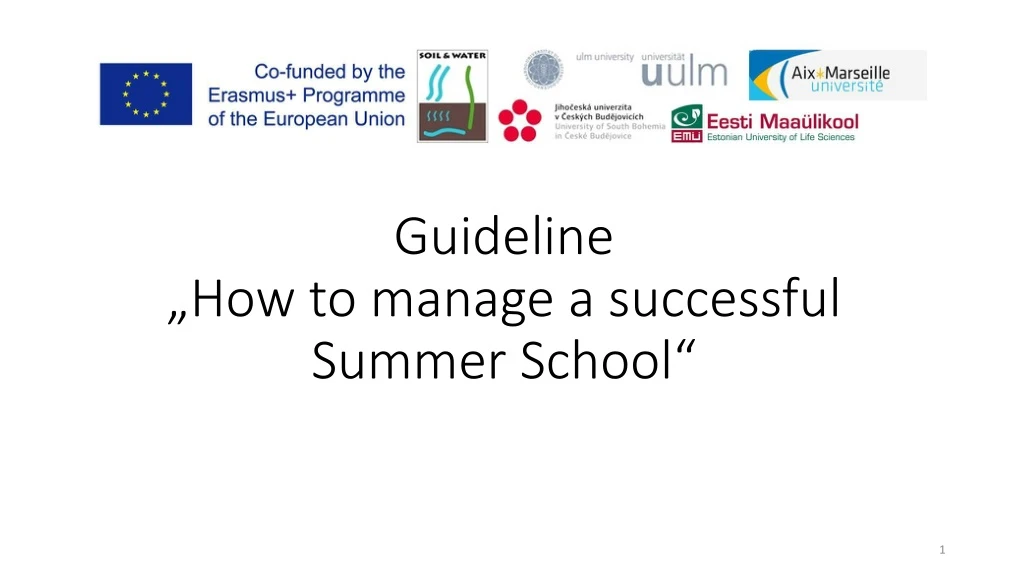 guideline how to manage a successful summer school