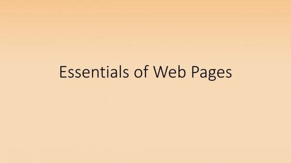 Essentials of Web Pages