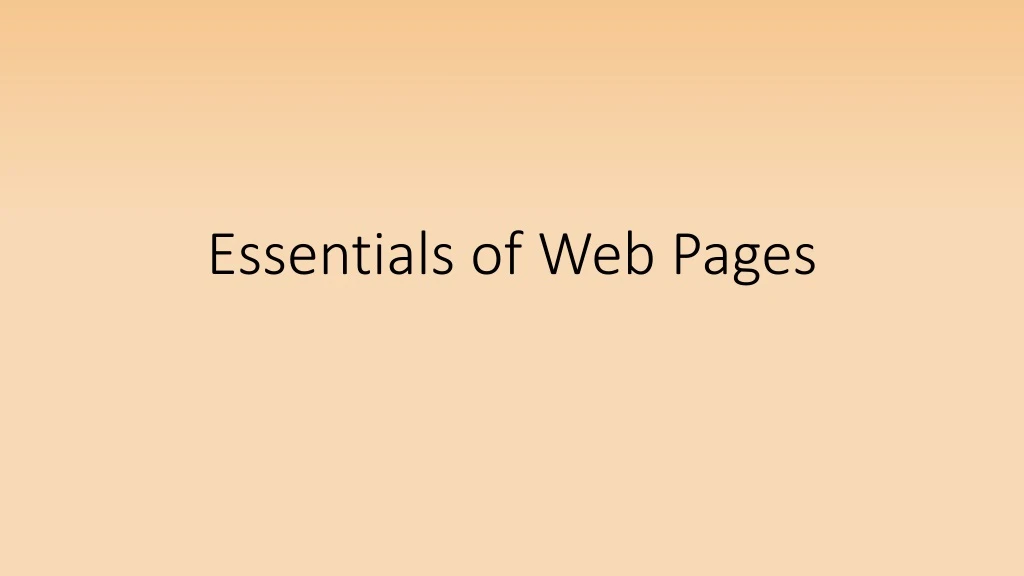 essentials of web pages