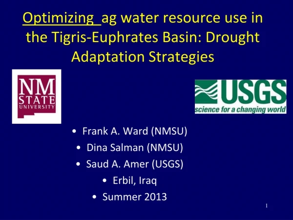 Optimizing ag water resource use in the Tigris-Euphrates Basin: Drought Adaptation Strategies