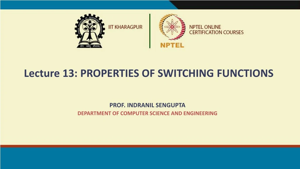lecture 13 properties of switching functions