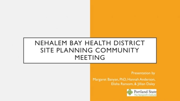 Nehalem Bay Health District Site Planning Community Meeting
