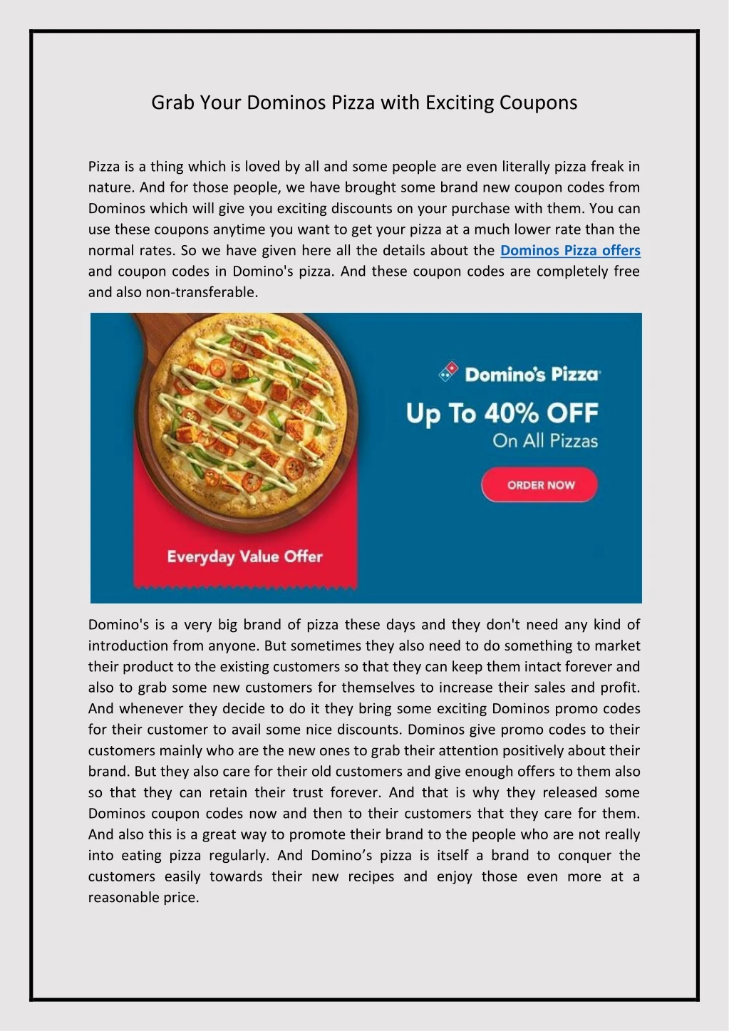 grab your dominos pizza with exciting coupons
