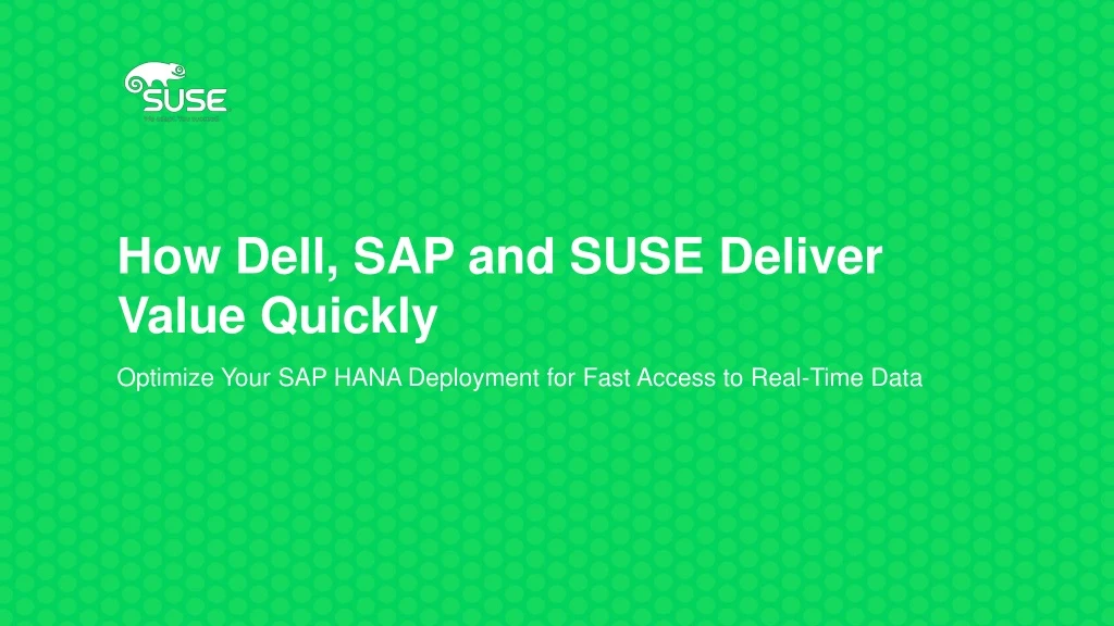 how dell sap and suse deliver value quickly