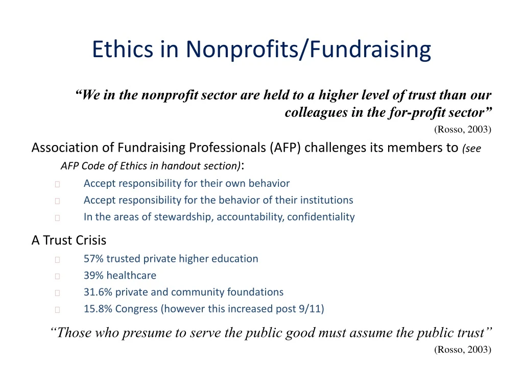 ethics in nonprofits fundraising