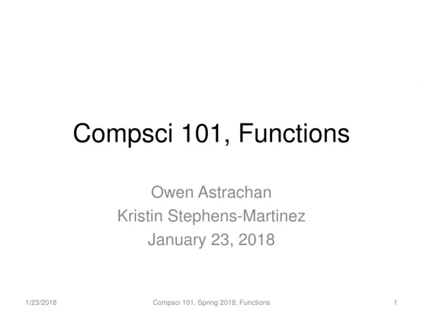 Compsci 101, Functions