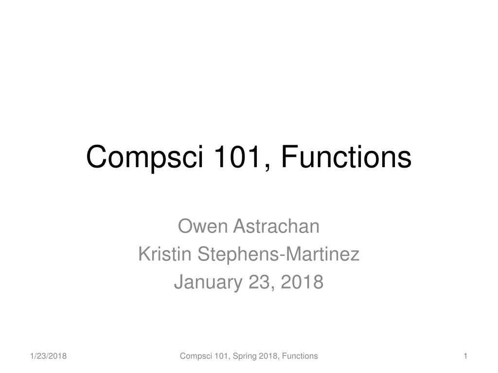 compsci 101 functions