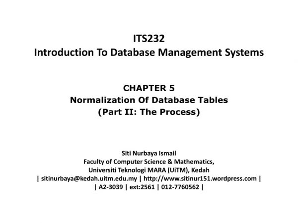 ITS232 Introduction To Database Management Systems