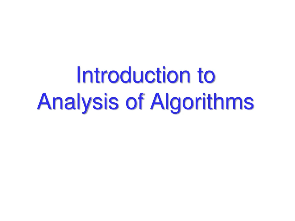 introduction to analysis of algorithms