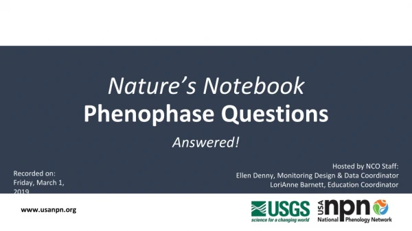 Nature’s Notebook Phenophase Questions
