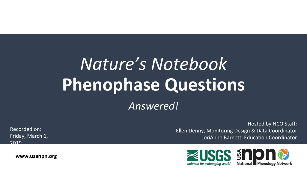 nature s notebook phenophase questions
