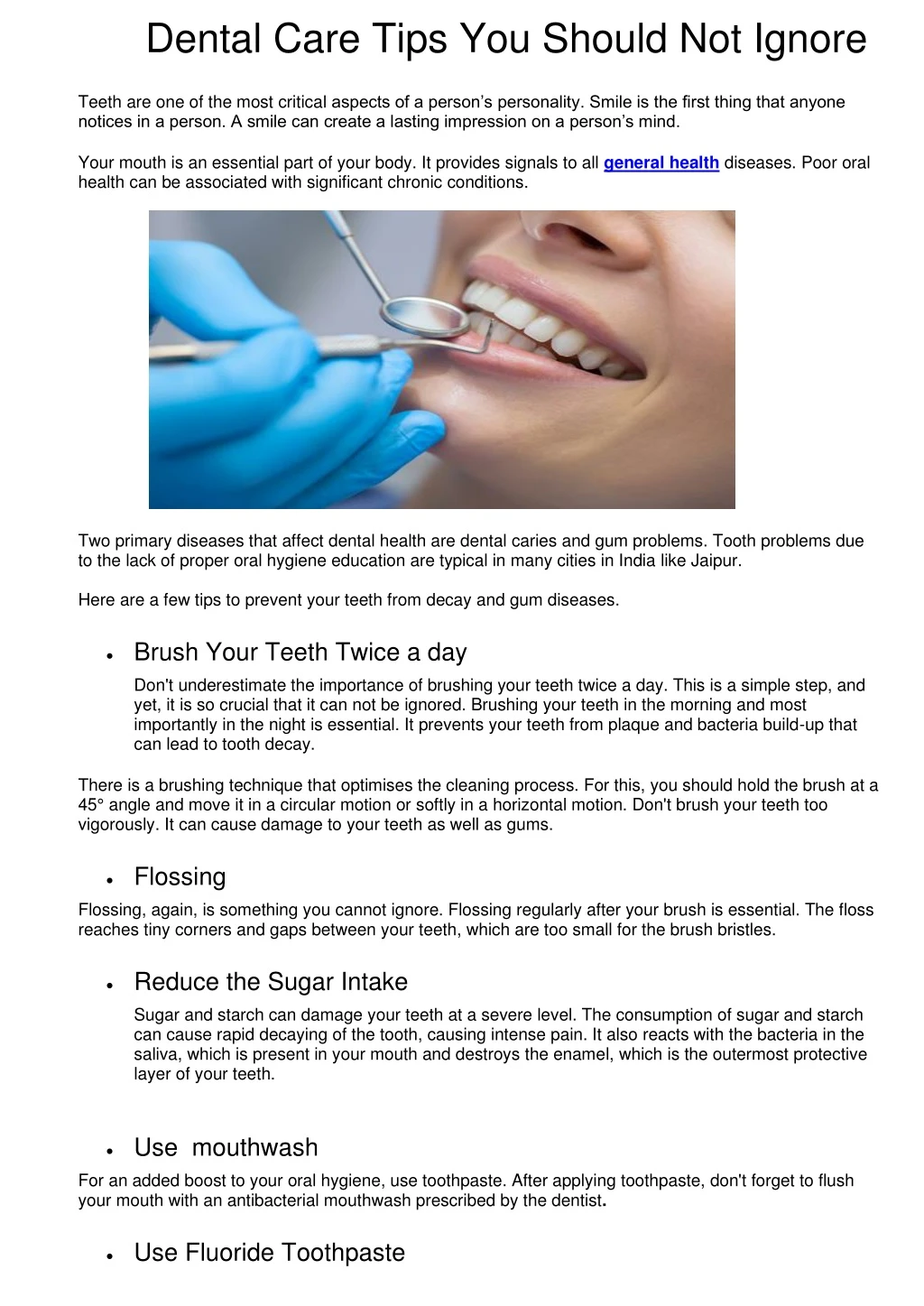 dental care tips you should not ignore teeth