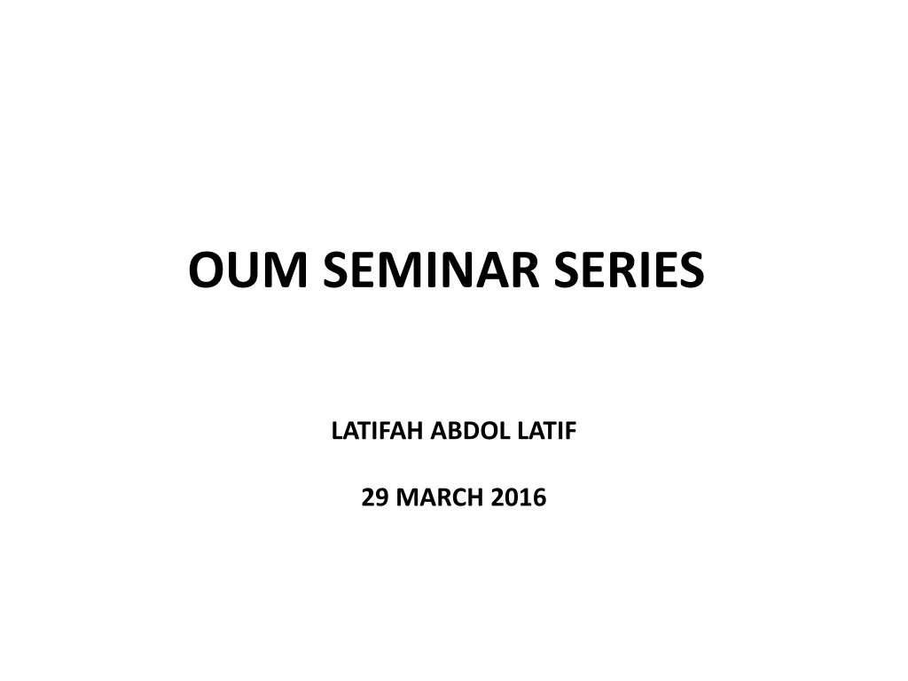 oum seminar series