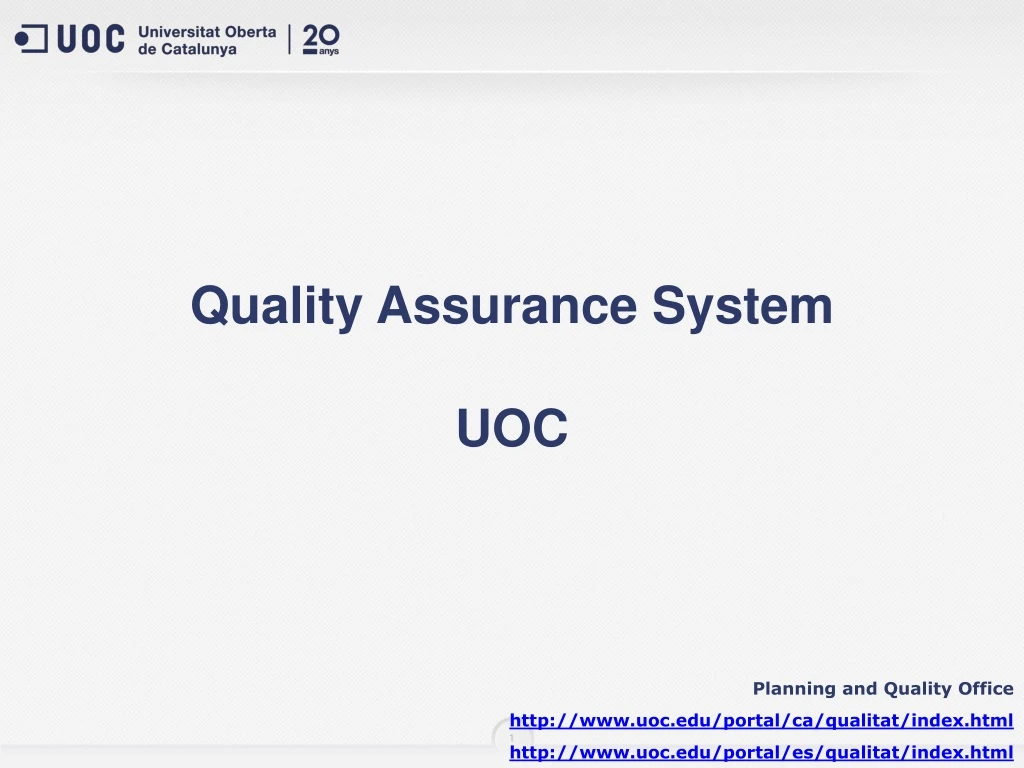 quality assurance system uoc