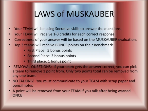 LAWS of MUSKAUBER