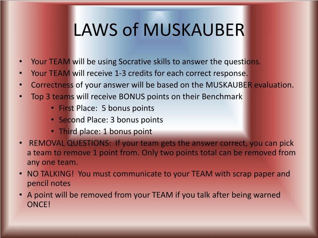 laws of muskauber