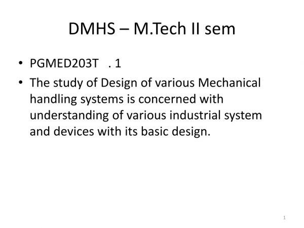 DMHS – M.Tech II sem