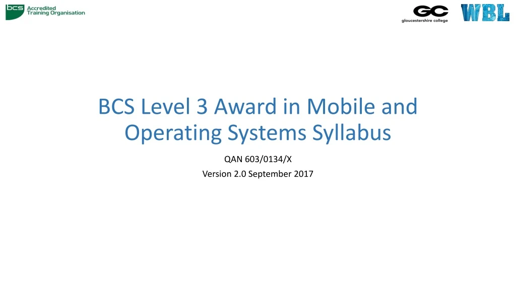 bcs level 3 award in mobile and operating systems syllabus