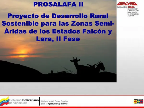 PROSALAFA II Proyecto de Desarrollo Rural Sostenible para las Zonas Semi- ridas de los Estados Falc n y Lara, II Fase
