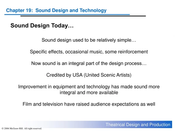 Sound Design Today…