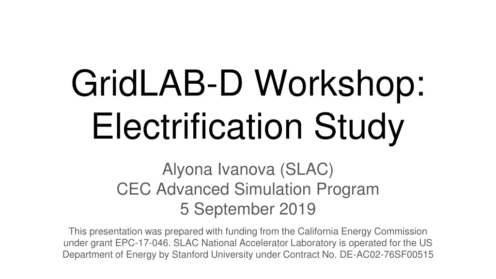 gridlab d workshop electrification study