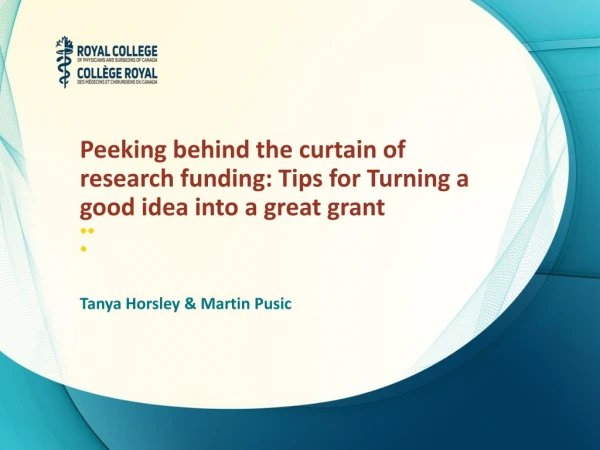 Peeking behind the curtain of research funding: Tips for Turning a good idea into a great grant