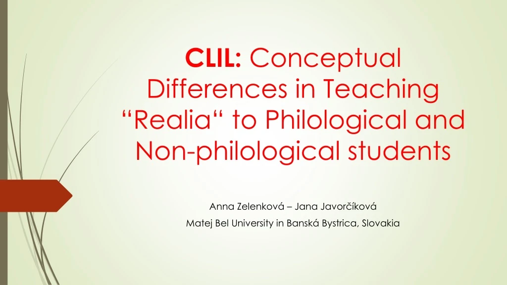 clil conceptual differences in teaching realia to philological and non philological students