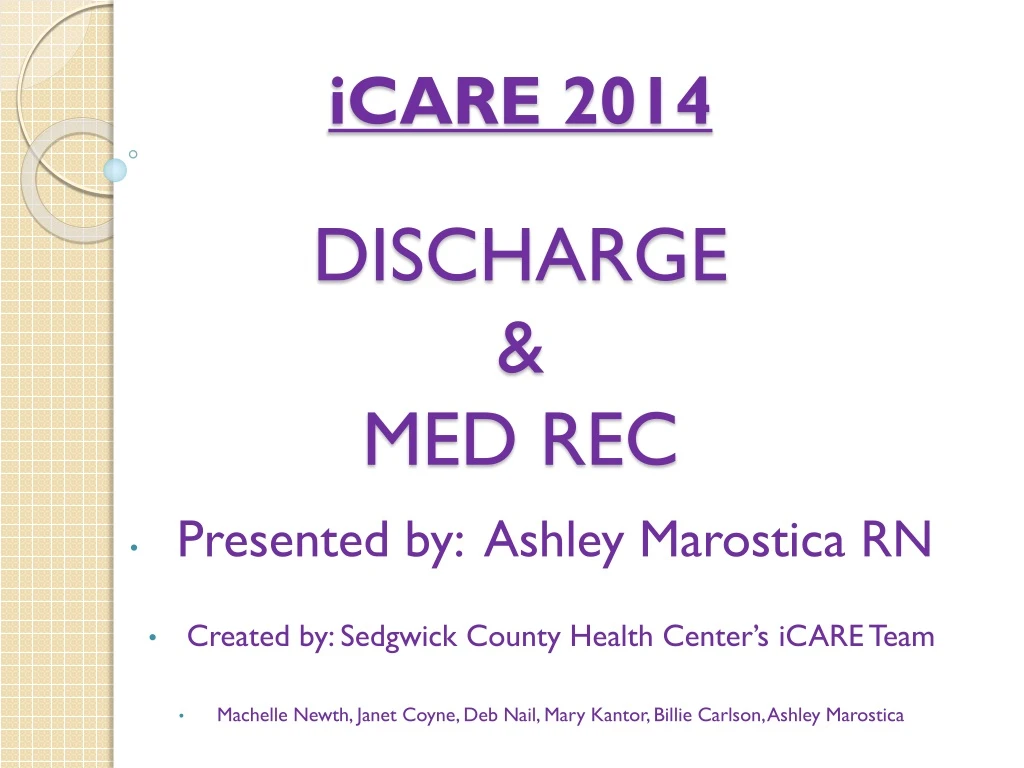 icare 2014 discharge med rec