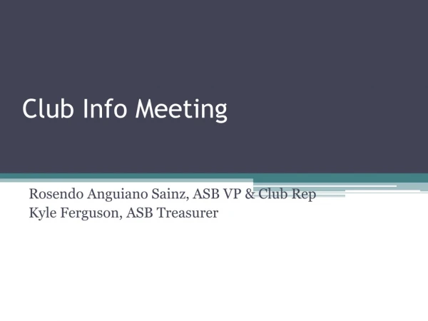 Club Info Meeting